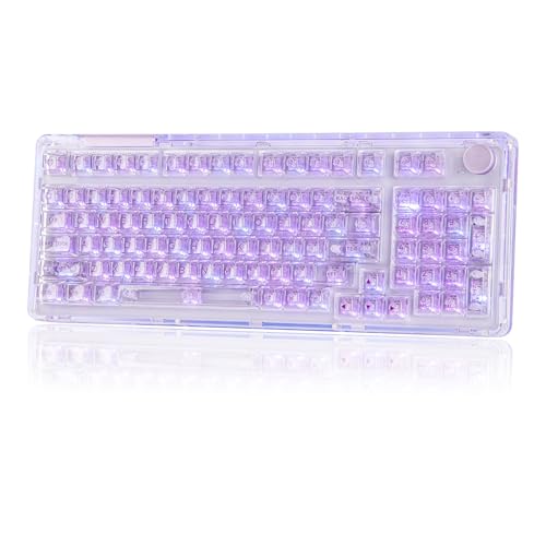 Image of KiiBoom Phantom 98 Hot Swappable Crystal Gasket-Mounted Mechanical Keyboard, Triple Mode NKRO Gaming Keyboard with South-Facing RGB, Clear Keycaps, 8000mAh Battery for Win /Mac (Purple)