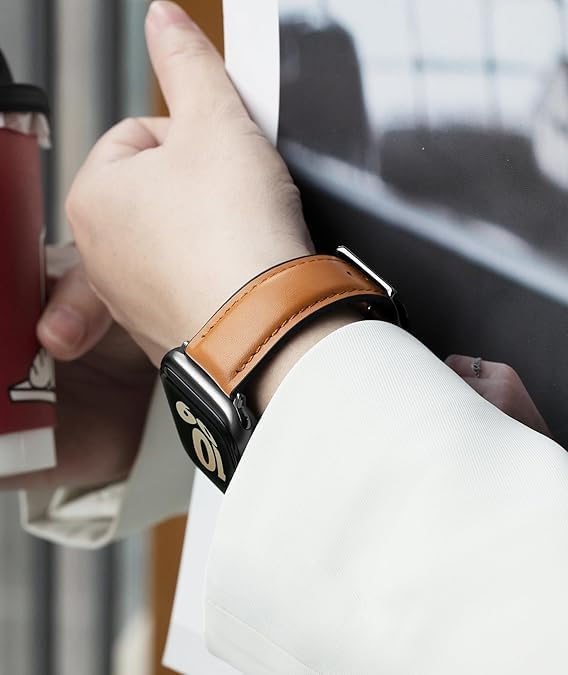 Image of BINLUN Leather Silicone Bands Compatible with Apple Watch 38mm 40mm 41mm 42mm 44mm 45mm 46mm 49mm Sweatproof Replacement Strap for iWatch 11 /10 /9 /8 /7 /6 /5 /4 /3 /2 /1 /Ultra /SE Men Women