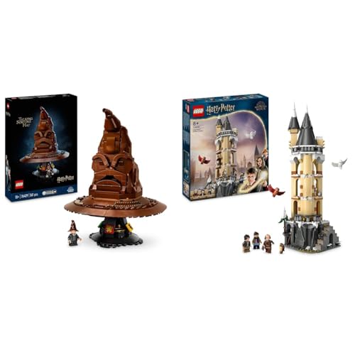 LEGO Harry Potter Cappello Parlante di Hogwarts con Stemma delle Case e 31 Suoni Casuali & Harry Potter Guferia del Castello di Hogwarts, Gioco per Bambini e Bambine da 8 Anni in su