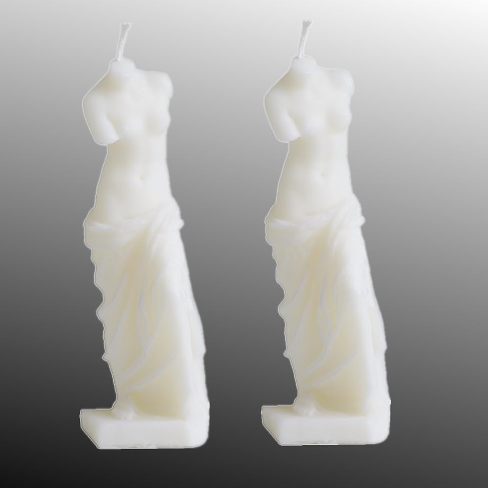 NatureMan 2 Pcs Venus Statue Scented Candle, Aroma Soy Wax Decorative Candle for Table Photo Prop Birthday Gift, for Meditation Stress Relief Mood Boosting Bath Yoga