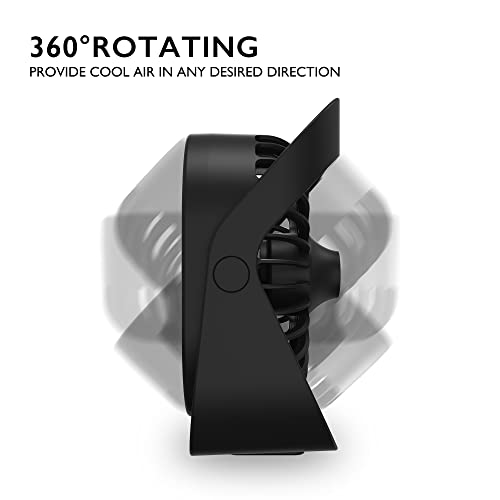 Kimviento Usb Powered Fan Mini Desk Fan Portable Table Fan With 360° Rotate, 3 Speeds Strong Airflow, Quiet Personal Small Desktop Fan For Home Bedroom Office Camping Outdoor Travel, 4Ft Cord, Black #TOP4