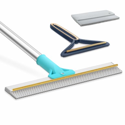 Carpet Rake for Pet Hair Removal, 54'Adjustable Handle Pet Hair Removal Carpet Brush Scraper, Pet Hair Removal Broom Tool for Carpet, Reusable Dog Cat Fur Remover, Pet Fur Cleaner for Rugs, Mats