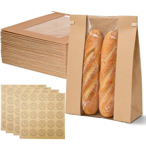 EffiQ-Rate 100 Stück Brottüten Papier 35x9x21cm Papiertüten für Brot