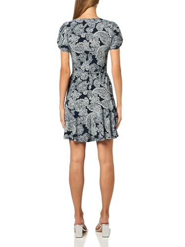Image of Tommy Hilfiger Women's Puff Sleeve Crew Neck Jersey Shift Mini Dress