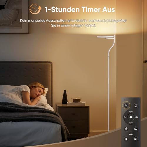 Lampadaire de salon avec lumière de plafond orientable et télécommande - 6