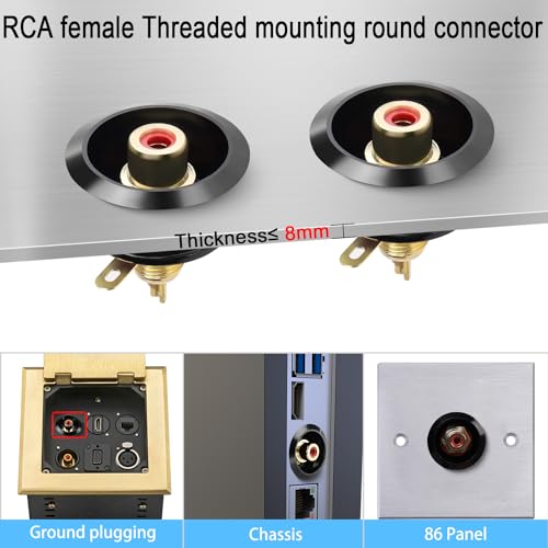Conector RCA hembra con rosca y montaje fijo chapado en oro miniatura 7