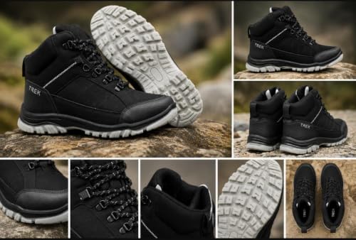 Image of Coasters Men's High Ankle Trekking Shoes | Outdoor Hiking Boots with Anti-Slip Sole, Cushioned Support & Lace-Up Closure | Durable Walking, Travel & Adventure Shoes