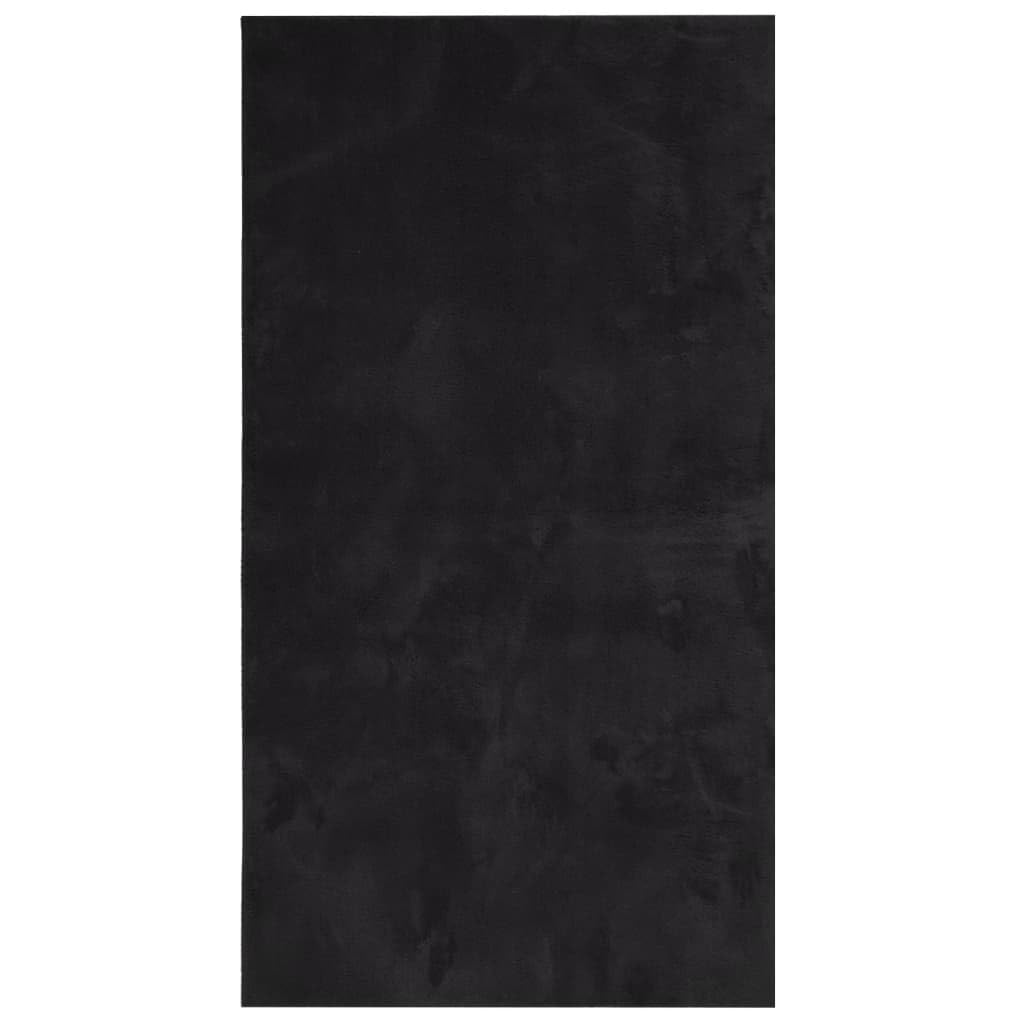 Tapis de salon lavable et pliable HUARTE noir doux à poils courts