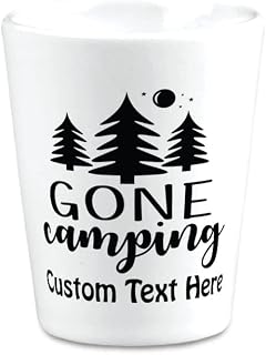 Ceramic Custom Camping Forest Shot Glasses Gone Camping Trees Star Moon A Hobbies Bar Supplies Accessories Personalized Text Here 2 Oz