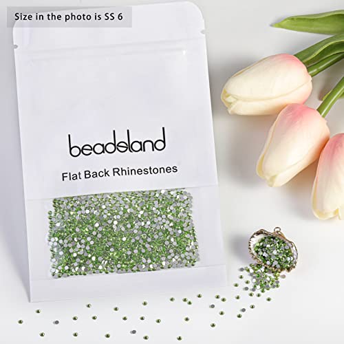 Image of Beadsland 2880pcs Flat Back Crystal Rhinestones Round Gems for Nail Art and Craft Glue Fix,Light Green,SS6,1.9-2.1mm