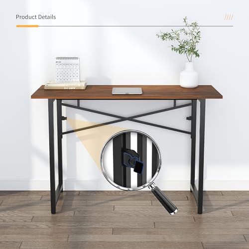 Lutown-Teen FDD-47Z 47 Inch Folding Desk No Assembly Required, Writing Gaming Computer Camping Table, Home Office Desk, Mahogany thumb #8