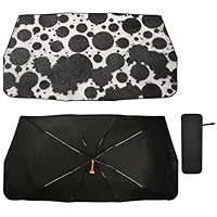 Seamless Black and White Cow Pattern Doodle Style Car Windshield Sun Shade Umbrella Foldable Car Front Window Sunshade Umbrella UV & Heat Full Cover Car Front Windshield for Most Vehicle
