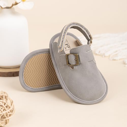 Image of KIDSUN Baby Boys Girls Sandals Adjustable Lightweight House Home Slippers Non Slip Newborn Prewalk First Walk Shoes