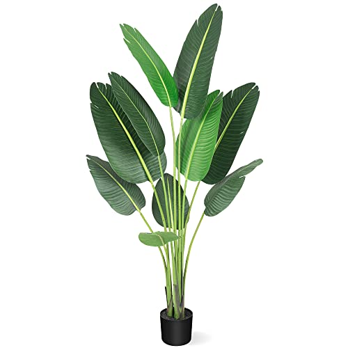 Amyove 5 Ft Artificial Tree Bird of Paradise Artificial Plant Faux Plant Palm Tree Artificial Bird of Paradise Plant for Home Decor Indoor Outdoor Office (60inch, 1 Pack)