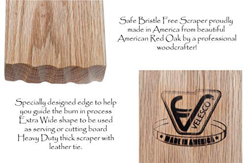 BBQ Wooden Grill Scraper Cleaner Pro, Made in USA, Red Oak Wood - Charcoal and Gas - Cleans top and Between Barbecue grates. Oil & Clean Grate. Sustainable and Safe Replacement for Wire Bristle Brush
