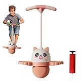 Bolas rebotantes con mango para niños | Panda Stick Exercing Ball con mango | Báscula de juguete de rebote, bomba de aire incluida, juegos de conducción deportiva para diversión exterior interior