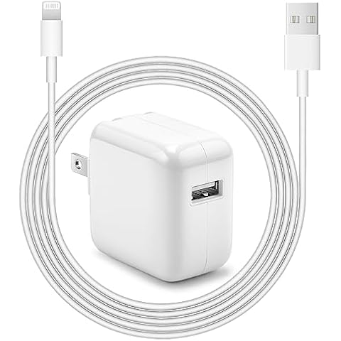 iPad Charger iPhone Fast Charger 12W USB Wall Charger Foldable Portable Travel Plug with USB Charging Modem Cables Compatible with iPhone, iPad, iPad Mini, iPad Air 1/2/3, Airpod Cover