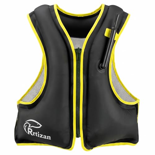Rrtizan Snorkel Vest for Adult - Inflatable Snorkeling Vest for Adults, Portable Snorkeling Gear (90-220 lbs), Compact Travel Swim Vest for Kayaking, Paddleboarding, Swimming