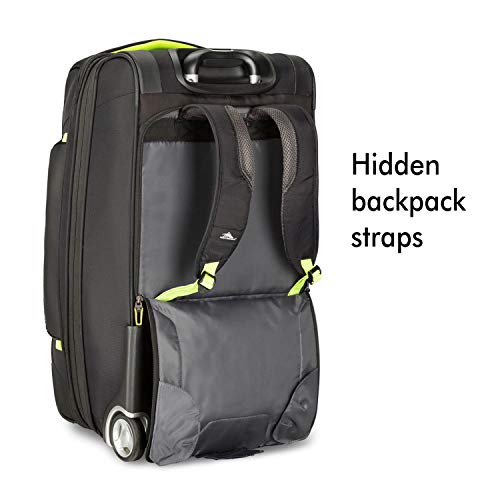 High Sierra AT8 Wheeled Upright Duffel Bag, Black/Zest, 26-Inch