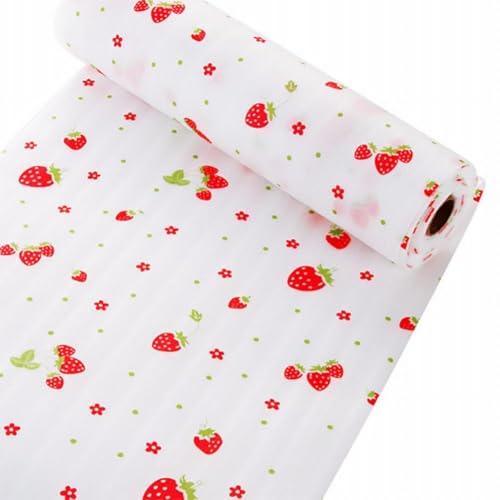 Alfombrilla antideslizante para cajones, impermeable y a prueba de aceite, base para estante de gabinete de PET, lavable y de secado rápido, 300 mm x 3000 mm, blanco y rojo