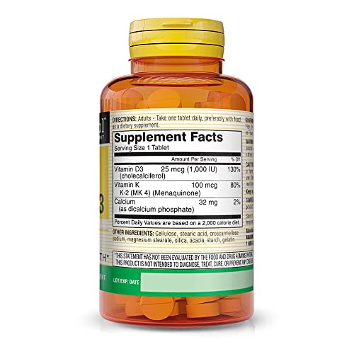 Mason Natural Vitamin K2 100 Mcg Plus Vitamin D3 - Supports Bone, Cardiovascular & Muscle Health, 100 Tablets #TOP1