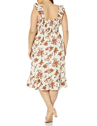 Image of The Drop Womens Kimi Ruffled Shoulder Smocked Midi Dress