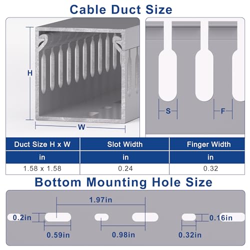 Image of 1.6 inchH x 1.6 inchW Cable Raceway, 99in Under Desk Wire Management Channel, Grey