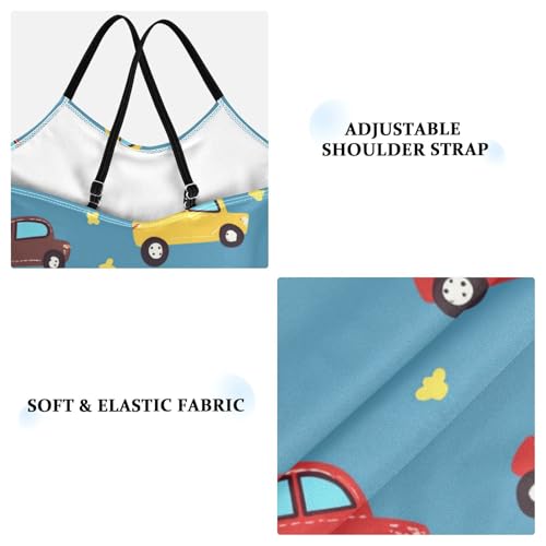 Cute Cars Girls One Piece Swimsuits Blue Sport Halter Swimwear Beach Bathing Suit 3T3