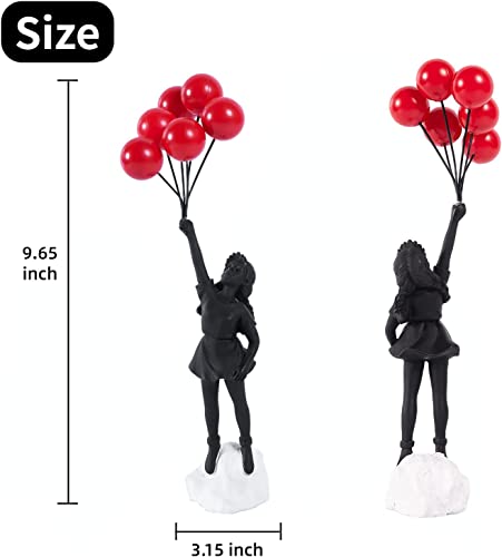 Estatua de niña con globos, escultura de resina decorativa miniatura 6