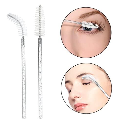 Image of G2PLUS 100PCS Crystal Eyelash Brush, Disposable Mascara Wands, White Lash Spoolies Applicator Makeup Kits for Applying Mascara, Lash Extensions and Eyebrow Brush