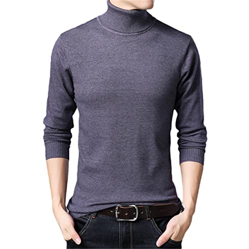 Pull col roulé épais d'hiver chaud gris foncé XXL pour vos sorties