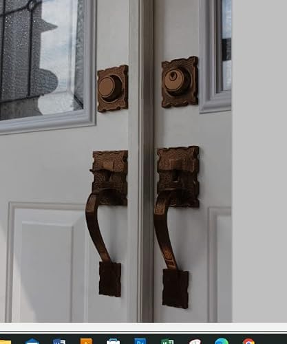 Lockset Reversal Front Double Door Hardware Set Lama, Grip Entry Door Lock Set With Lever Handle And Deadbolt, Antique Copper #TOP2
