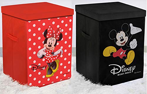 Kuber Industries Disney Minnie Mickey Mouse Print Non Woven Fabric Foldable Laundry Basket, Toy Storage Basket, Cloth Storage Basket with Lid & Handles (Set of 2, Black & Red)-KUBMART1221, Standard (B08BSJTKY4) Amazon Price History, Amazon Price Tracker