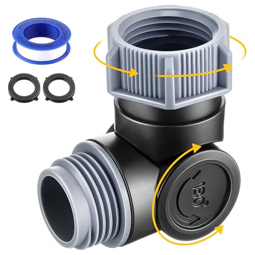 Outdoor Faucet Extender 3/4 Garden Hose Swivel Connector with 180 & 360 Rotation Water Spigot Extender Hose Adapter for Outdoor Faucet Garden Hoses Sprinkler RV & Irrigation(Black & Gray 1 Pack)