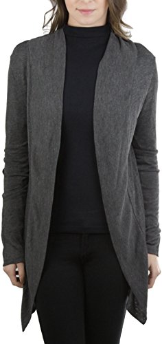 Image of ToBeInStyle Womens Open Front Long Sleeve Lightweight Asymmetrical Draped Cardigan with Side Pockets