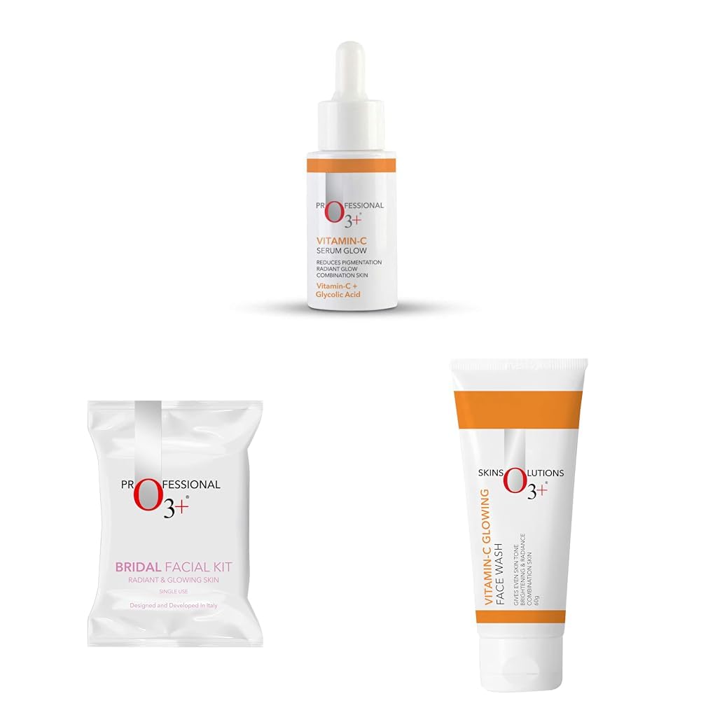 O3+ Vitamin C Serum Glow- Face & O3+ Bridal Facial Kit for Radiant & O3+ Vitamin C Face Wash Glow For Daily Brightening & Gentle Cleansing 60g-image-26