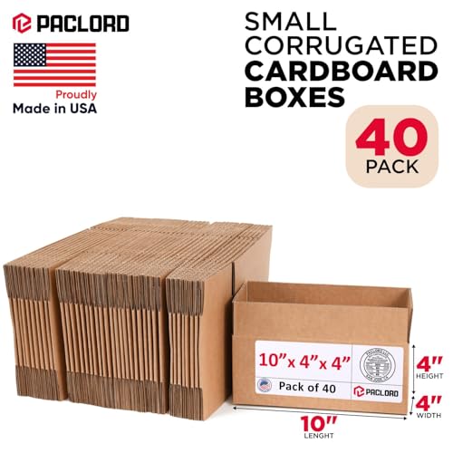 Image of Small Cardboard Boxes 10 inchL x 4 inchW x 4 inchH (Pack of 40) - USA-Made Packing Boxes for Moving, Shipping, or Storage - USPS, UPS, FedEx Approved - Professional Packing Supplies for Moving | USA-Made Packing Boxes for Moving, Shipping, or Storage - USPS, UPS, FedEx Approved - Professional Packing Supplies