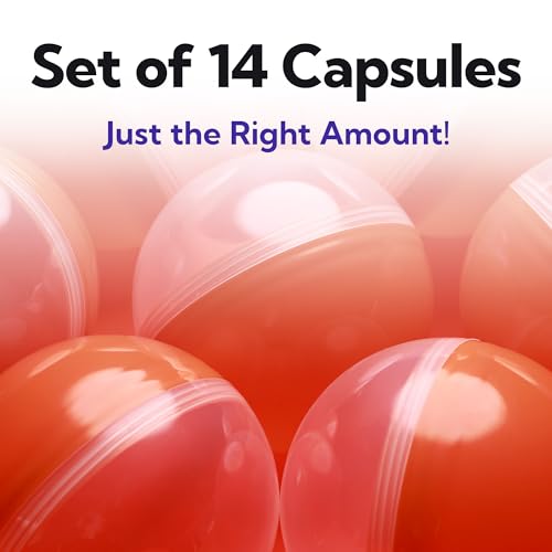 Image of Capsule Vending Machine Translucent-Orange Round Capsules Empty 14 pcs 3.9 inch - Gumball Machine Capsules Easter Basket Stuffers Birthday Gifts - Pinata Stuffers Craft Supplies Claw Machine Refills