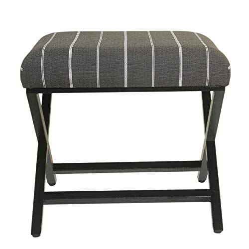 HomePop Otomana moderna cuadrada de metal X-base, rayas de carbón Cover