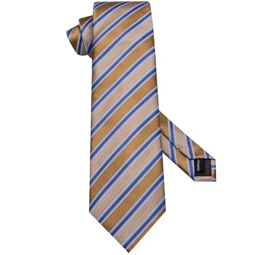 Image of Hi-Tie 70 inches Ties for Men Silk Extra Long Necktie and Pocket Square Cufflinks Set Men Big and Tall Tie Business