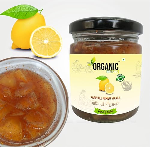 Image of Organic Anand Natural Khatta Meetha Nimbu ka Achar | Fariyali Fasting Nimbu Pickle | Homemade Lemon Pickle | Preservative Free, Traditional Taste| Tasty & Tangy 200gm Jar (Pack of 1)