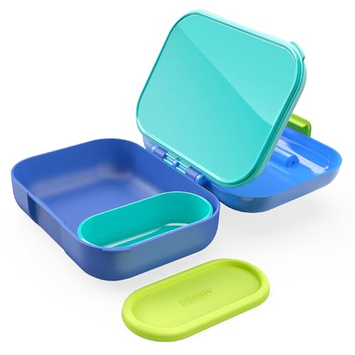 ZOKU - Mini Bento Box for Kids, Stackable, Lightweight, Leakproof, for Children, Kid Friendly Latch, Easy to Clean (Bento Jr) (Blue)