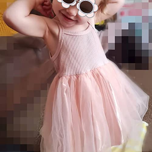 Toddler Baby Girls Tutu Dress Infant Ribbed Sleeveless Tulle Sundress Soft Fluffy Bubble Party Princess Dresses3