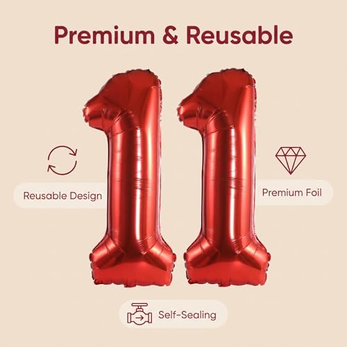 Image of YPSelected 32 Inch Large Foil Helium Number Balloon Birthday Wedding Party 0-9 (Red, 1)