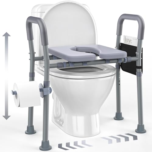 Dedibody Toilet Seat Risers for Seniors, Raised Toilet Seat with Handles, Adjustable Height & Width, Heavy Duty Up to 550lb Handicap Elevated Toilet Seat for Elderly, Pregnant, Fit Any Toilet
