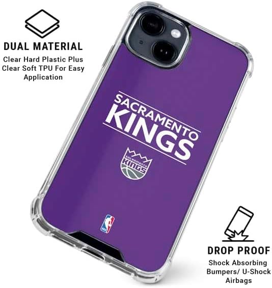 Skinit Clear Phone Case Compatible with iPhone 15 Plus - Officially Licensed NBA Sacramento Kings Standard - Purple Design