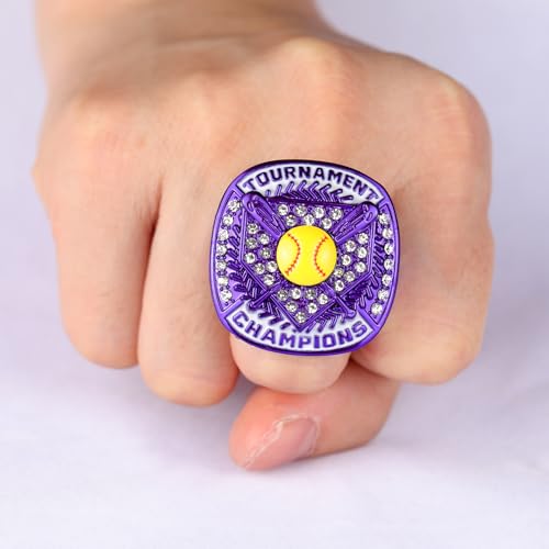 Image of 12 pcs Pack Metallic Colors Softball Tournament championhsip Trophy Ring Softball Teams Players Awards Size 9