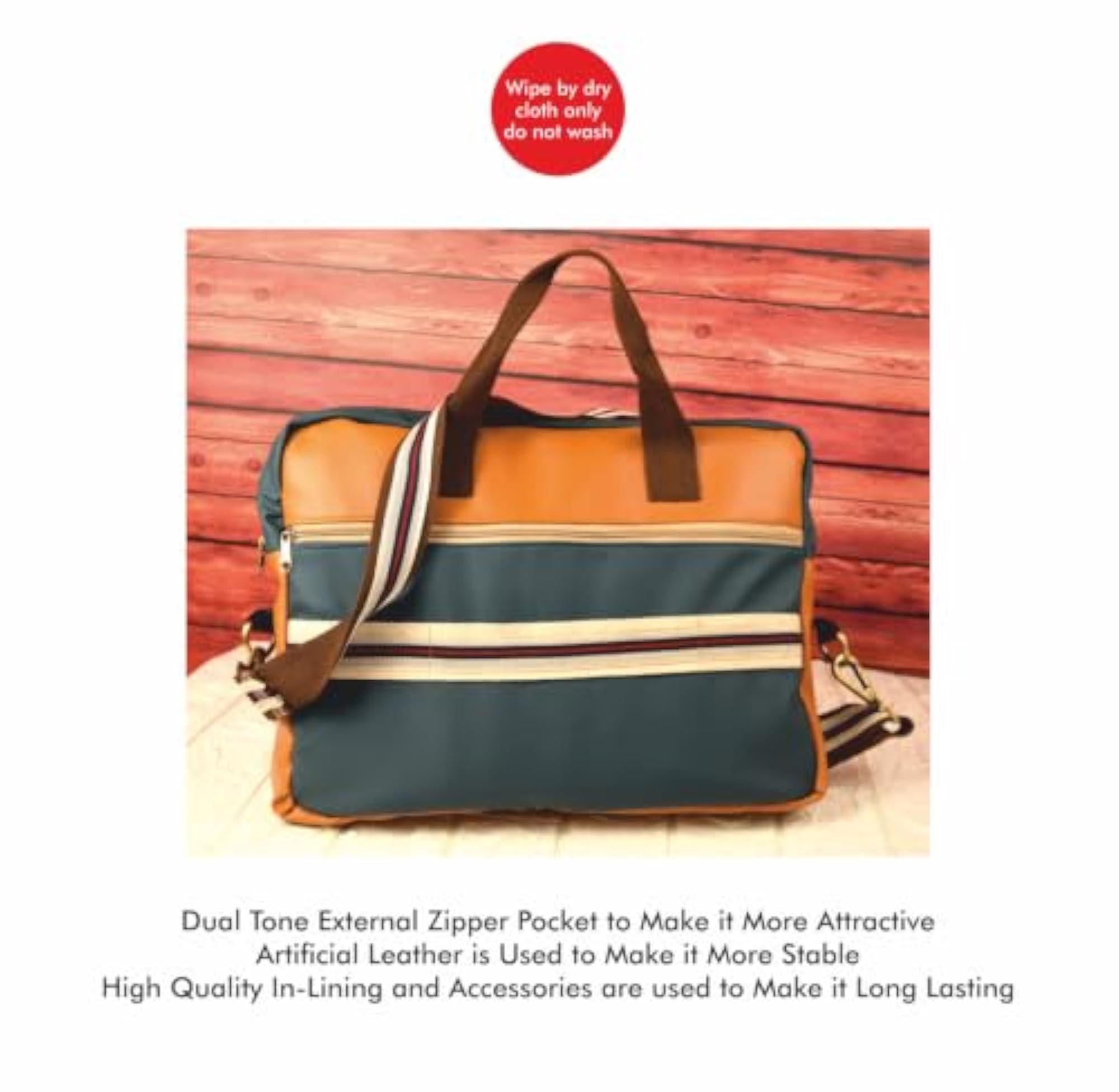 Dual Tone Faux Leather Bag with Adjustable Strap, Stylish Gift