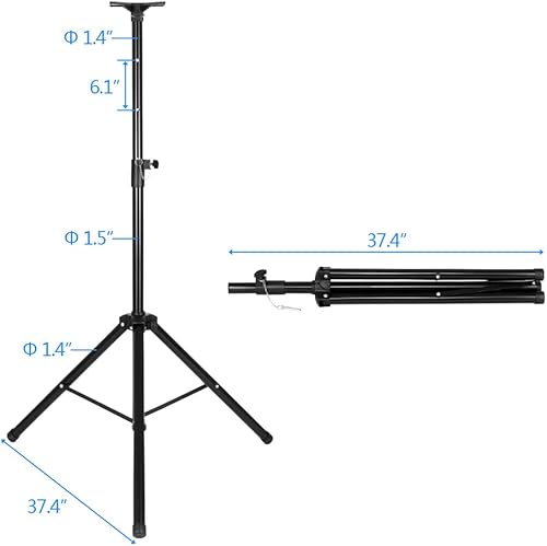 Miniatura 3 de Soporte telescópico para altavoz PA para trípode  Soporte de soporte de altavoz resistente  Altura ajustable de 47.6 a 71.7 pulgadas  Patas