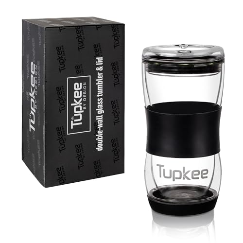 Comparison: Best Insulated Glass Travel Mug 9 Tupkee 20 oz Double Wall Glass Tumbler With Lid – All Glass Hand Blown Reusable Insulated Travel Mug - For Coffee, Tea, Boba, Iced Coffee, and Smoothie Cup To Go – Black